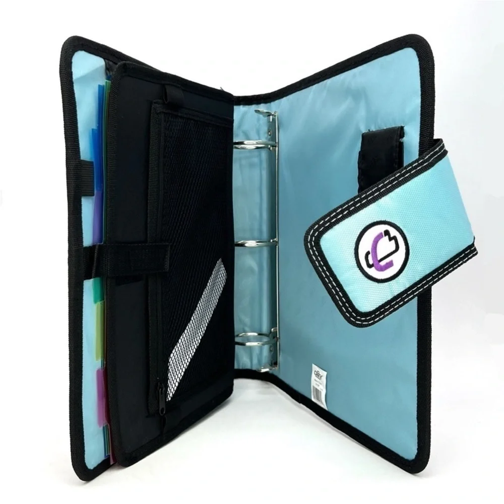 Case-It “The Open Tab” 2” Three Ring Binder Purple with Blue Polka Dots New NWT